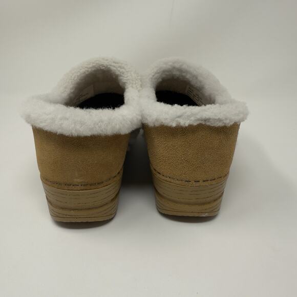 Dansko Shearling Clog Mules Women’s 8 Tan Suede Fur Lined Comfort Slip Ons - Picture 8 of 13